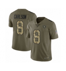 Youth Oakland Raiders #8 Daniel Carlson Limited Olive Camo 2017 Salute to Service Football Jersey