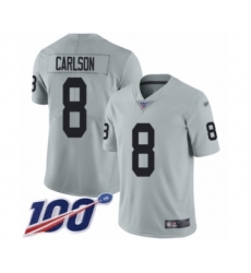 Youth Oakland Raiders #8 Daniel Carlson Limited Silver Inverted Legend 100th Season Football Jersey