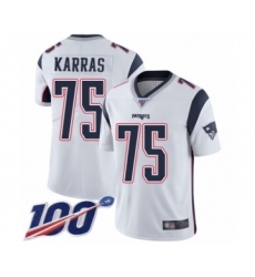 Men's New England Patriots #75 Ted Karras White Vapor Untouchable Limited Player 100th Season Football Jersey