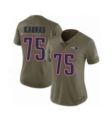 Women's New England Patriots #75 Ted Karras Limited Olive 2017 Salute to Service Football Jersey