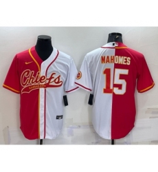 Men's Kansas City Chiefs #15 Patrick Mahomes Red White Two Tone With Patch Cool Base Stitched Baseball Jersey