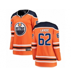 Women's Edmonton Oilers #62 Raphael Lavoie Authentic Orange Home Fanatics Branded Breakaway Hockey Jersey