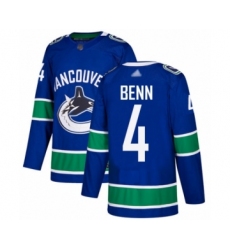 Youth Vancouver Canucks #4 Jordie Benn Authentic Blue Home Hockey Jersey
