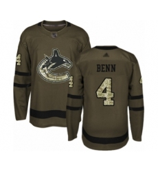 Youth Vancouver Canucks #4 Jordie Benn Authentic Green Salute to Service Hockey Jersey