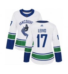 Women's Vancouver Canucks #17 Josh Leivo Authentic White Away Hockey Jersey