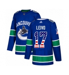 Youth Vancouver Canucks #17 Josh Leivo Authentic Blue USA Flag Fashion Hockey Jersey