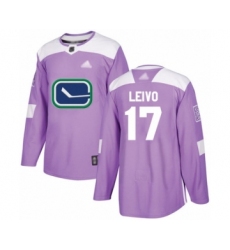 Youth Vancouver Canucks #17 Josh Leivo Authentic Purple Fights Cancer Practice Hockey Jersey