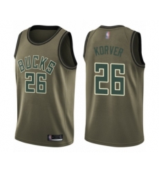 Youth Milwaukee Bucks #26 Kyle Korver Swingman Green Salute to Service Basketball Jersey