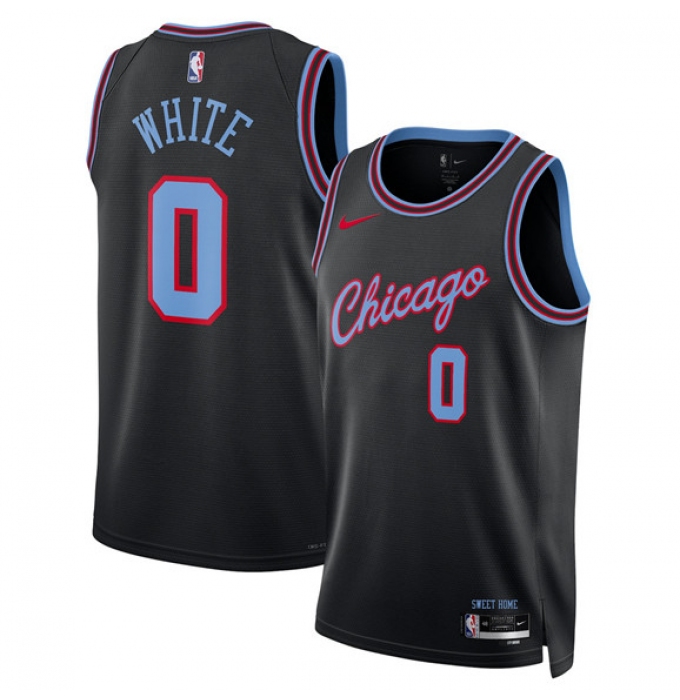 Men's Chicago Bulls #0 Coby White Black 2025-26 City Edition Swingman Stitched Basketball Jersey