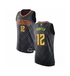 Men's Atlanta Hawks #12 De'Andre Hunter Authentic Black Basketball Jersey - Icon Edition