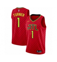 Men's Atlanta Hawks #1 Evan Turner Authentic Red Basketball Jersey Statement Edition