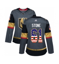 Women's Vegas Golden Knights #61 Mark Stone Authentic Gray USA Flag Fashion Hockey Jersey