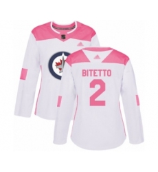 Women's Winnipeg Jets #2 Anthony Bitetto Authentic White Pink Fashion Hockey Jersey