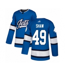 Youth Winnipeg Jets #49 Logan Shaw Authentic Blue Alternate Hockey Jersey