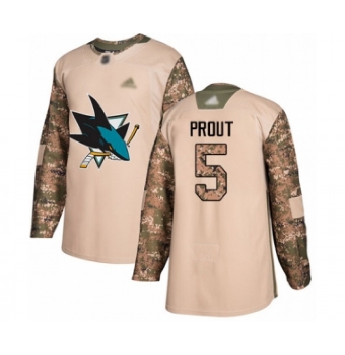 Youth San Jose Sharks #5 Dalton Prout Authentic Camo Veterans Day Practice Hockey Jersey