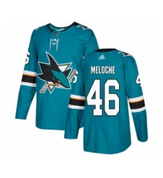 Men's San Jose Sharks #46 Nicolas Meloche Authentic Teal Green Home Hockey Jersey