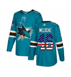 Men's San Jose Sharks #46 Nicolas Meloche Authentic Teal Green USA Flag Fashion Hockey Jersey