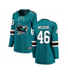 Women's San Jose Sharks #46 Nicolas Meloche Fanatics Branded Teal Green Home Breakaway Hockey Jersey