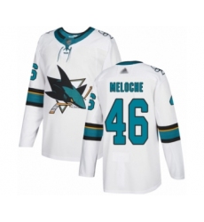 Youth San Jose Sharks #46 Nicolas Meloche Authentic White Away Hockey Jersey