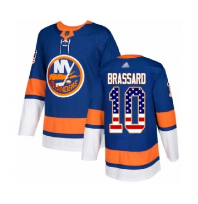 Men's New York Islanders #10 Derick Brassard Authentic Royal Blue USA Flag Fashion Hockey Jersey