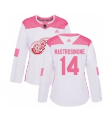 Women's Detroit Red Wings #14 Robert Mastrosimone Authentic White Pink Fashion Hockey Jersey