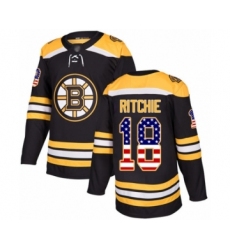 Men's Boston Bruins #18 Brett Ritchie Authentic Black USA Flag Fashion Hockey Jersey