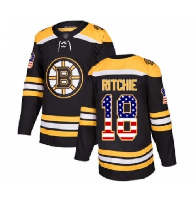 Youth Boston Bruins #18 Brett Ritchie Authentic Black USA Flag Fashion Hockey Jersey