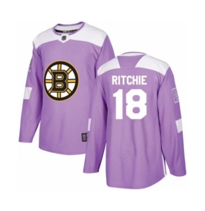 Youth Boston Bruins #18 Brett Ritchie Authentic Purple Fights Cancer Practice Hockey Jersey