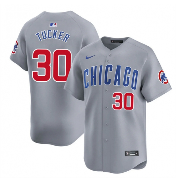 Men's Chicago Cubs #30 Kyle Tucker Grey 2025 Limited Stitched Baseball Jersey