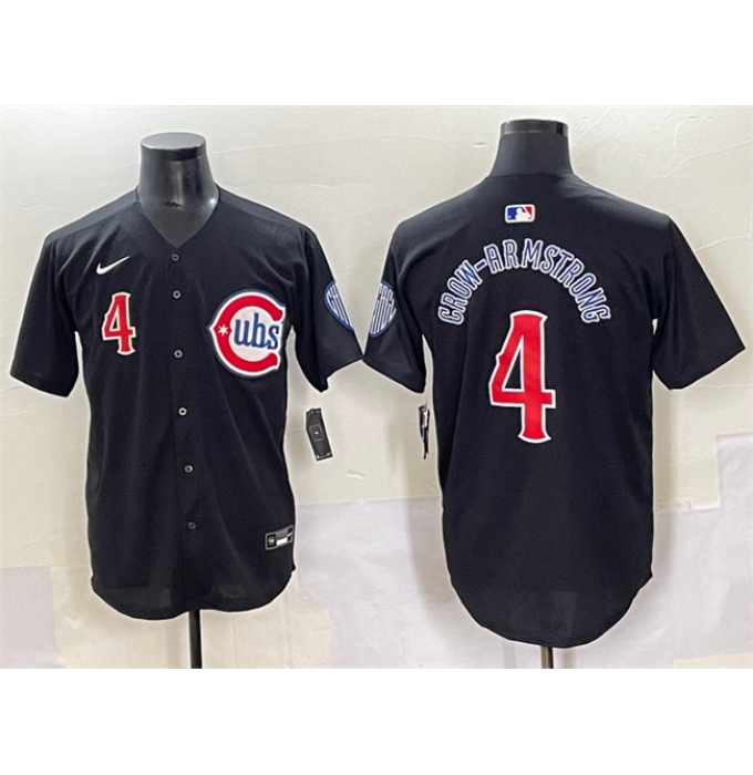Men's Chicago Cubs #4 Pete Crow-Armstrong Black Limited Stitched Baseball Jersey