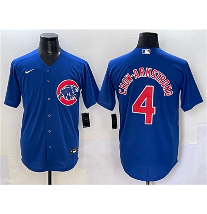 Men's Chicago Cubs #4 Pete Crow-Armstrong Royal Cool Base Stitched Baseball Jersey