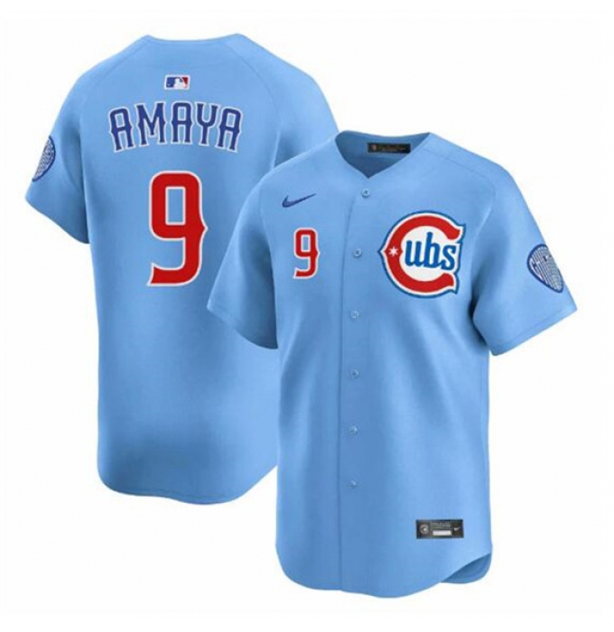 Men's Chicago Cubs #9 Miguel Amaya Blue 2024-25 2nd Alternate Limited Stitched Baseball Jersey