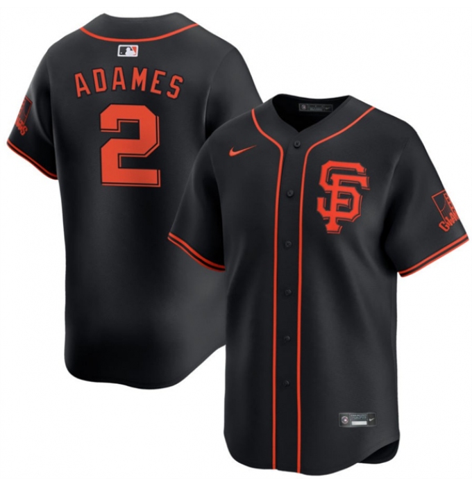 Men's San Francisco Giants #2 Willy Adames Black 2024 Black AlternateLimited Stitched Baseball Jersey