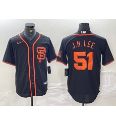 Men's San Francisco Giants #51 Jung Hoo Lee Black With SF Stitched Cool Base Nike Jersey