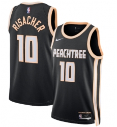 Men's Atlanta Hawks #10 Zaccharie Risacher Black 2025-26 City Edition Swingman Stitched Jersey