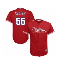 Youth Philadelphia Phillies #55 Ranger Suarez Authentic Red Alternate Cool Base Baseball Player Jersey