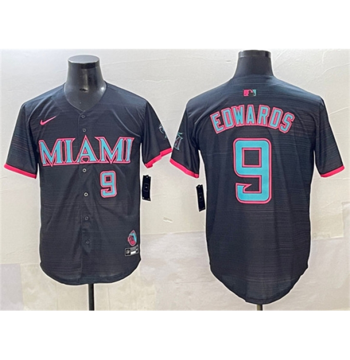 Men's Miami Marlins #9 Xavier Edwards Black 2025 City Connect Limited Stitched Jersey