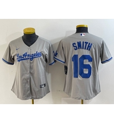 Women's Los Angeles Dodgers #16 Will Smith Gray Alternate Team Logo Cool Base Jersey