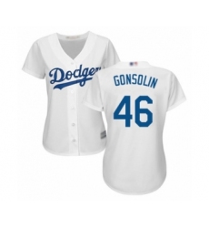 Women's Los Angeles Dodgers #46 Tony Gonsolin Authentic White Home Cool Base Baseball Player Jersey