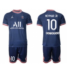 Men's Paris Saint-Germain #10 Neymar JR 2021-22 Blue Soccer Jersey