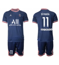 Men's Paris Saint-Germain #11 Di Maria 2021-22 Blue Soccer Jersey
