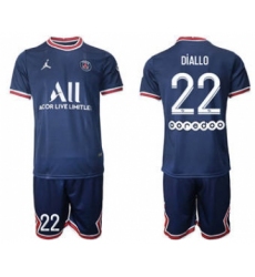 Men's Paris Saint-Germain #22 Diallo 2021-22 Blue Soccer Jersey