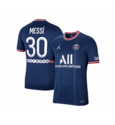 Men's Paris Saint-Germain #30 Lionel Messi 2021-22 Blue Home Breathe Stadium Soccer Jersey