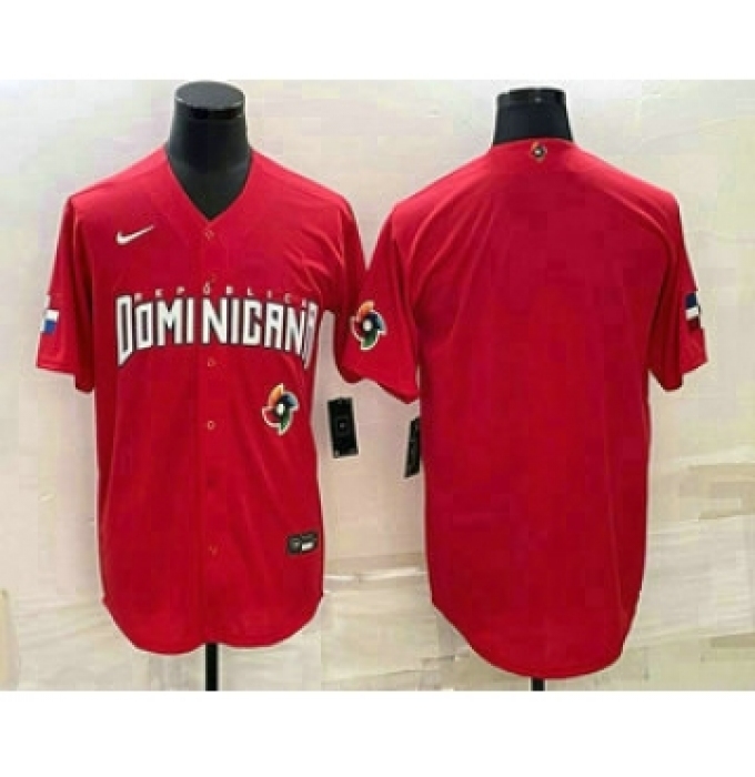 Men's Dominican Republic Baseball Blank 2023 Red World Classic Stitched Jersey