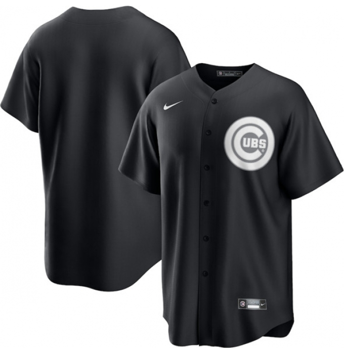 Men's Chicago Cubs Blank Black Lights Out Limited Stitched Baseball Jersey