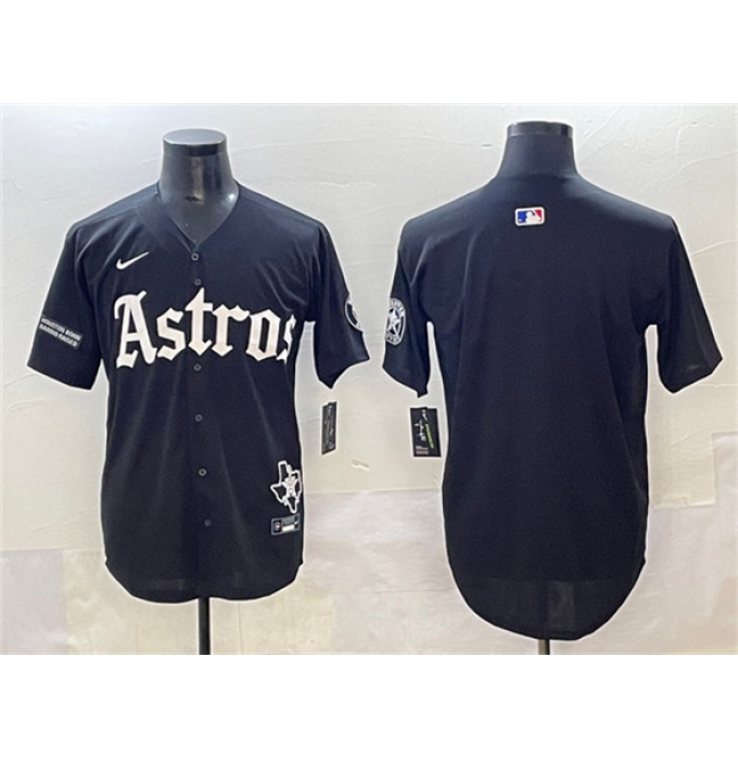Men's Houston Astros Blank Black Gothic 'Houston Born Barrio Raised' Limited Stitched Baseball Jersey