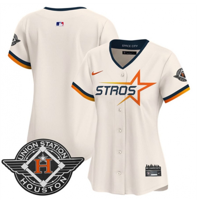 Women's Houston Astros Blank Cream 2025 City Connect Limited Stitched Baseball Jersey(Run Small)