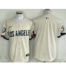 Men's Los Angeles Dodgers Blank Cream 2024 City Connect Limited Stitched Jersey