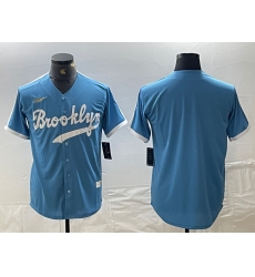 Men's Los Angeles Dodgers Blank Light Blue Throwback Cool Base Stitched Baseball Jersey