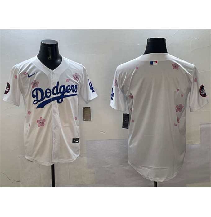 Men's Los Angeles Dodgers Blank White 2025 Tokyo Series Limited Stitched Baseball Jersey